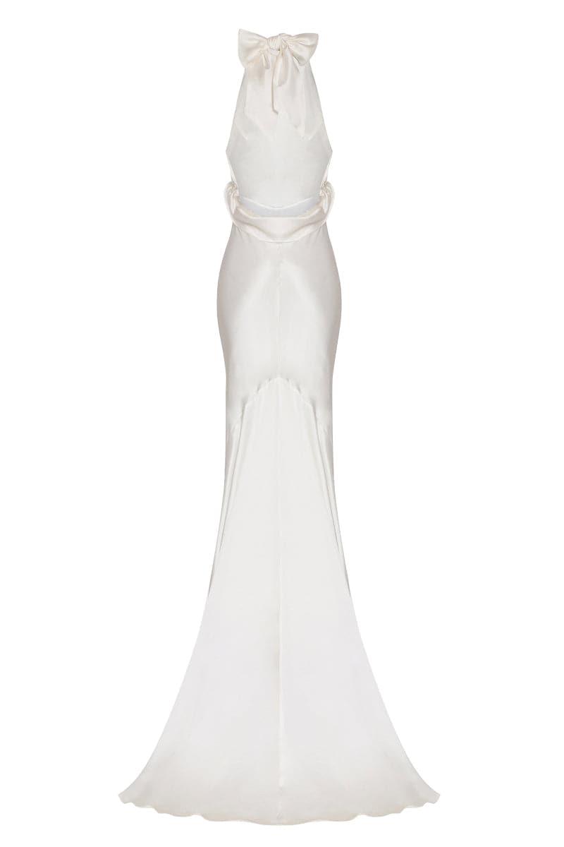 CALVA HIGH NECK WHITE GOWN | Nana Gotti | CULT MIA