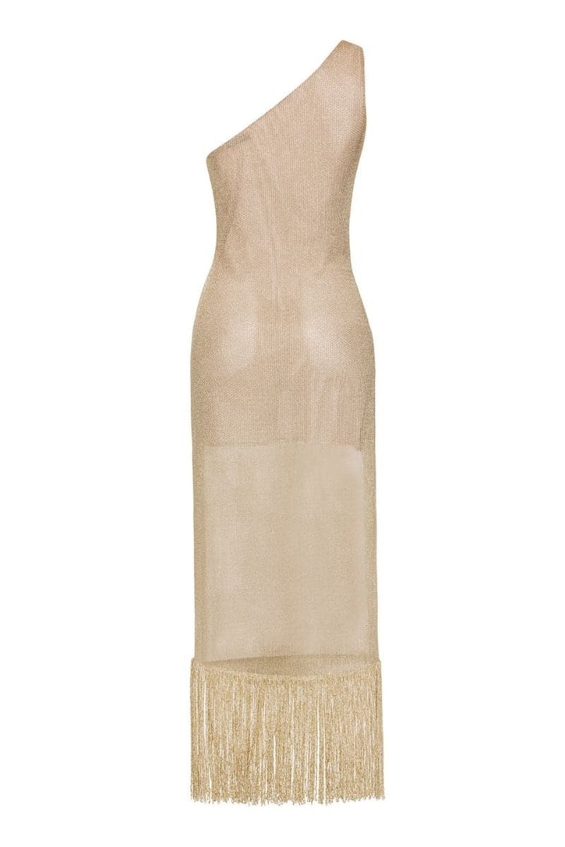 HELIA FRINGED GOLDEN DRESS | Nana Gotti | CULT MIA