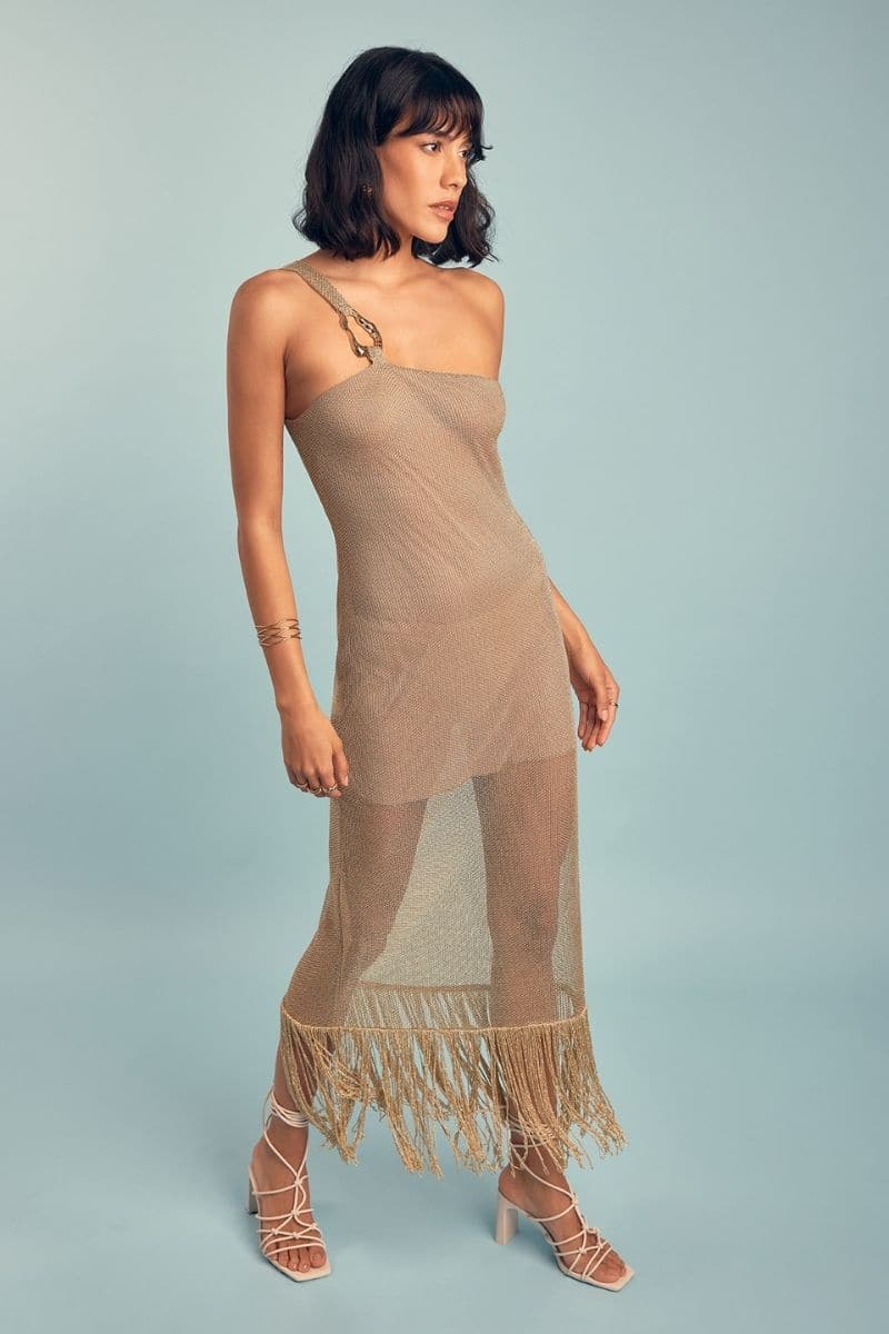 HELIA FRINGED GOLDEN DRESS | Nana Gotti | CULT MIA