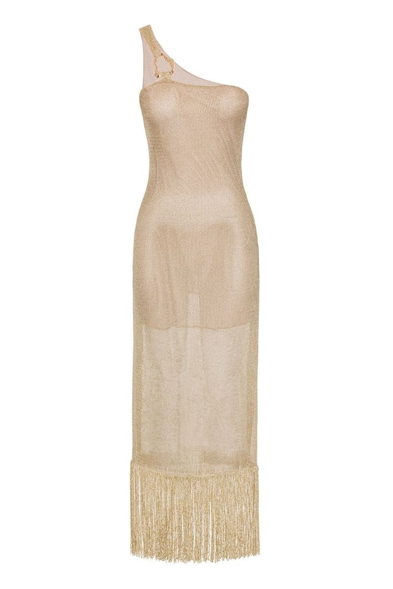 HELIA FRINGED GOLDEN DRESS | Nana Gotti | CULT MIA