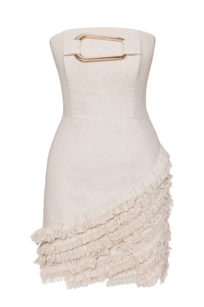 KOA STRAPLESS LINEN DRESS | Nana Gotti | CULT MIA