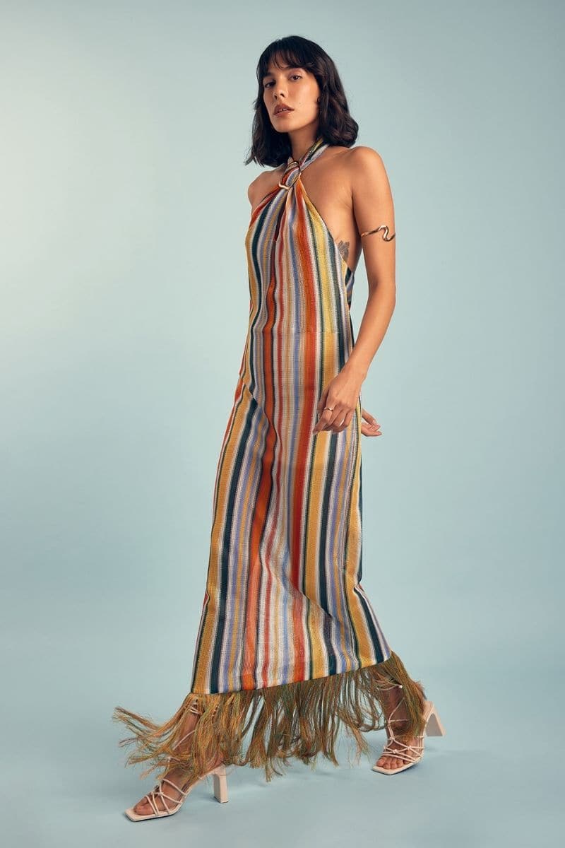 TULANI STRIPED HALTER DRESS | Nana Gotti | CULT MIA