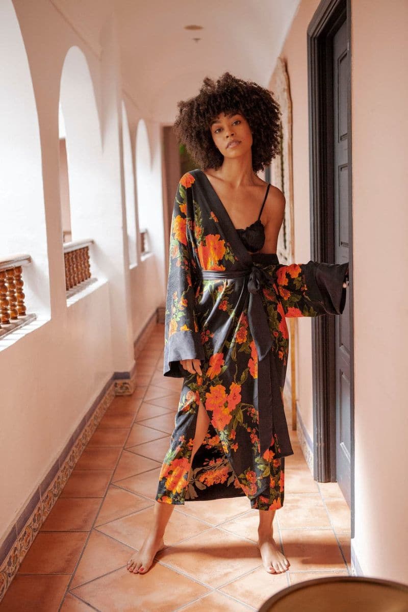OLIVIA PRINTED VEGAN SILK ROBE | Niluu | CULT MIA