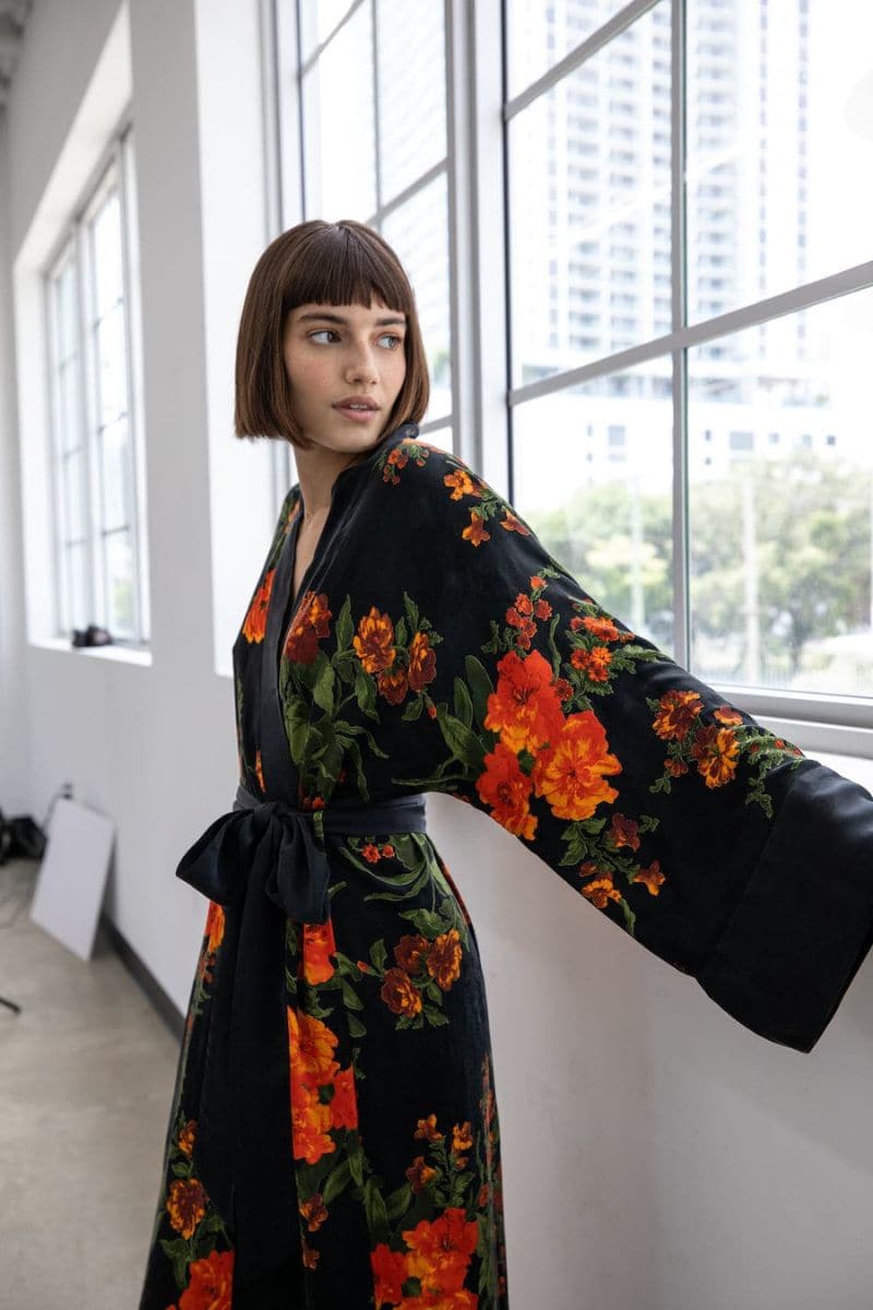 OLIVIA PRINTED VEGAN SILK ROBE | Niluu | CULT MIA