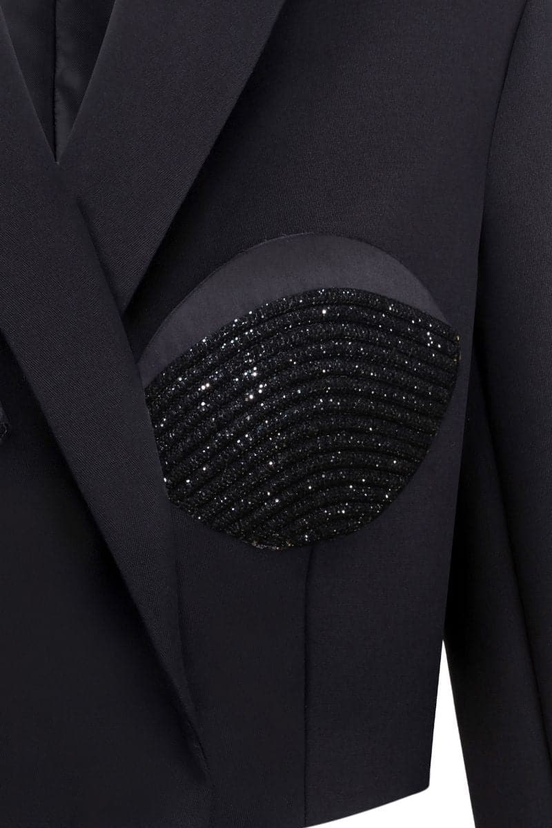 CROPPED SPIRAL BLACK AND SILVER BLAZER | Nué Studio | CULT MIA