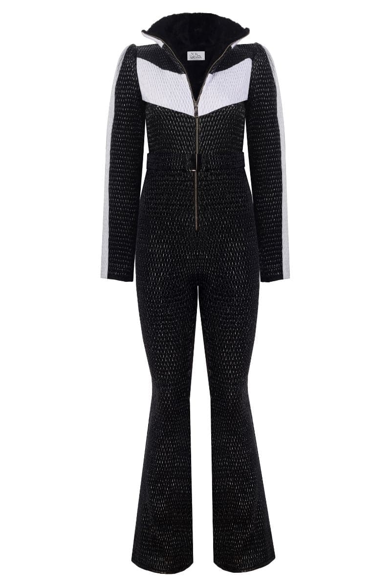 BLACK AND WHITE ONE-PIECE SKI SUIT | Nur Karaata | CULT MIA