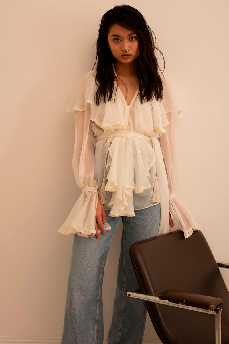 OCEAN OF THE TENDERNESS BLOUSE IN MILKY WHITE - CULT MIA