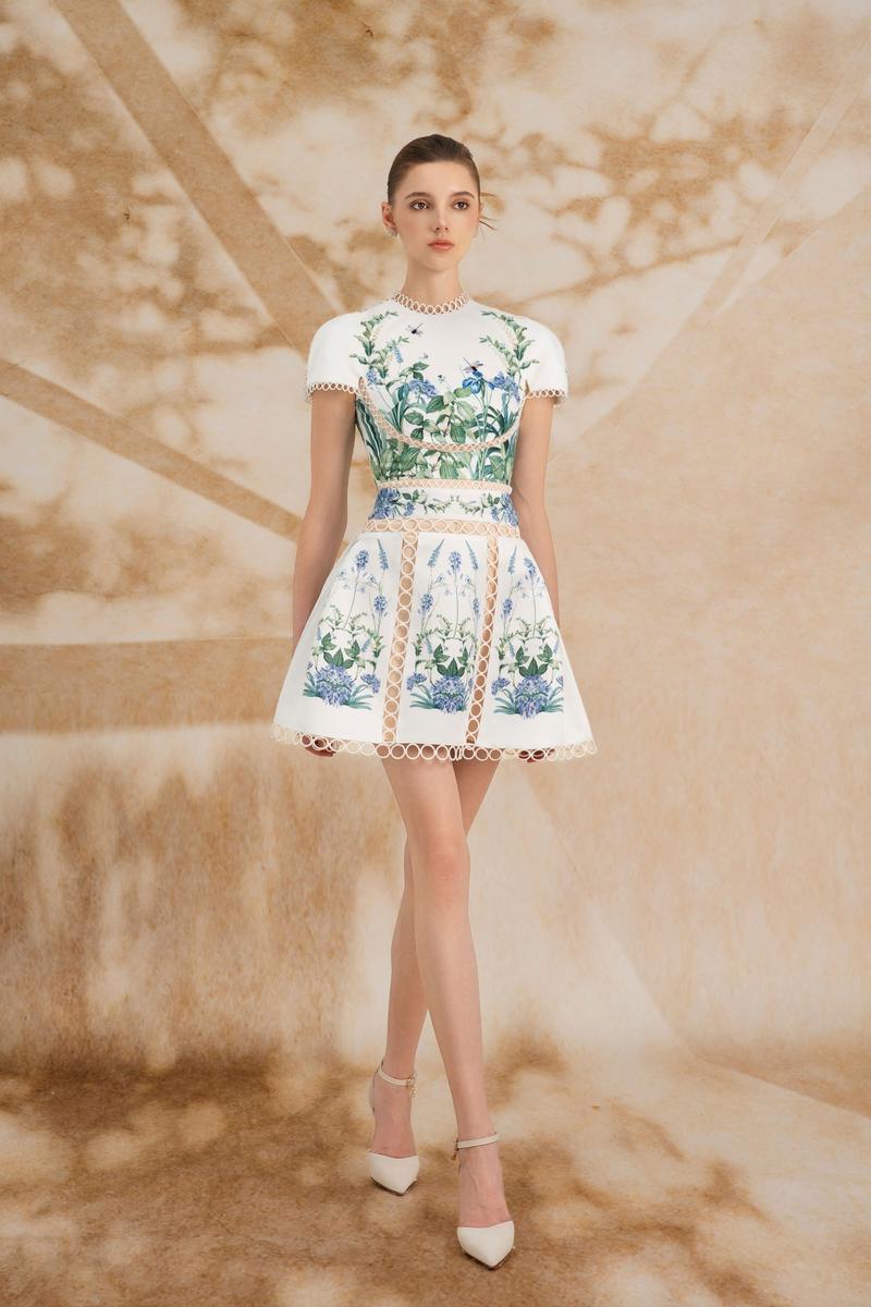 VALENTINA A-LINE SHORT SLEEVED SILK SATIN MINI DRESS - CULT MIA