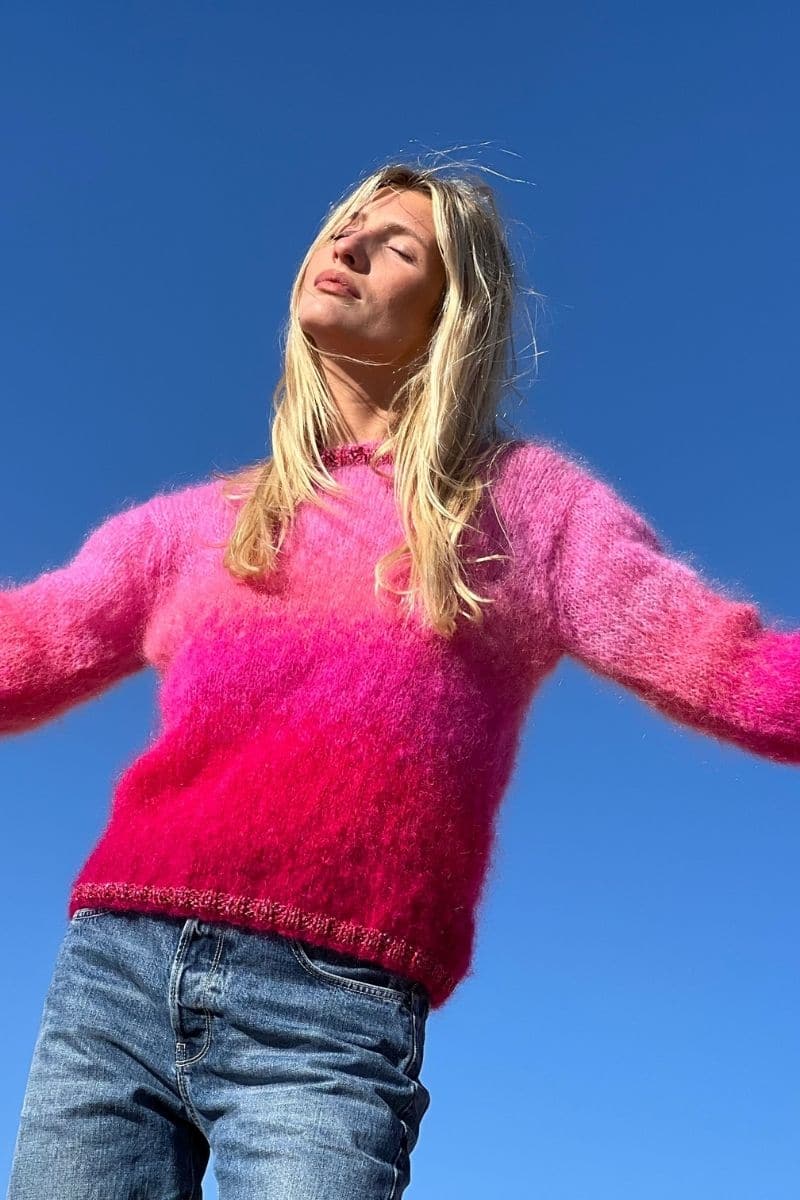ROSE TIE&DYE PULL MOHAIR SWEATER | Rose Carmine | CULT MIA