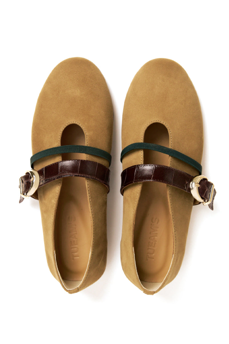 BALLET FLATS SEANLLY IN SAND SUEDE CALFSKIN - CULT MIA