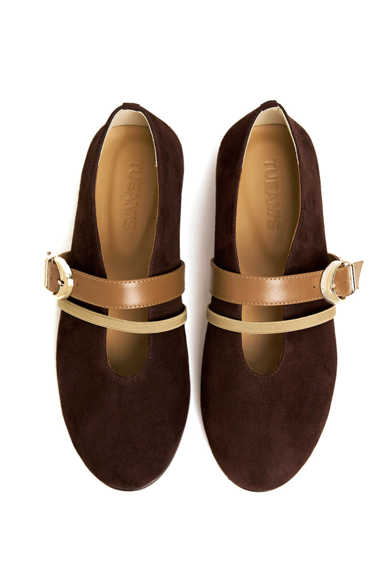 BALLET FLATS SEANLLY IN BROWN SUEDE CALFSKIN - CULT MIA
