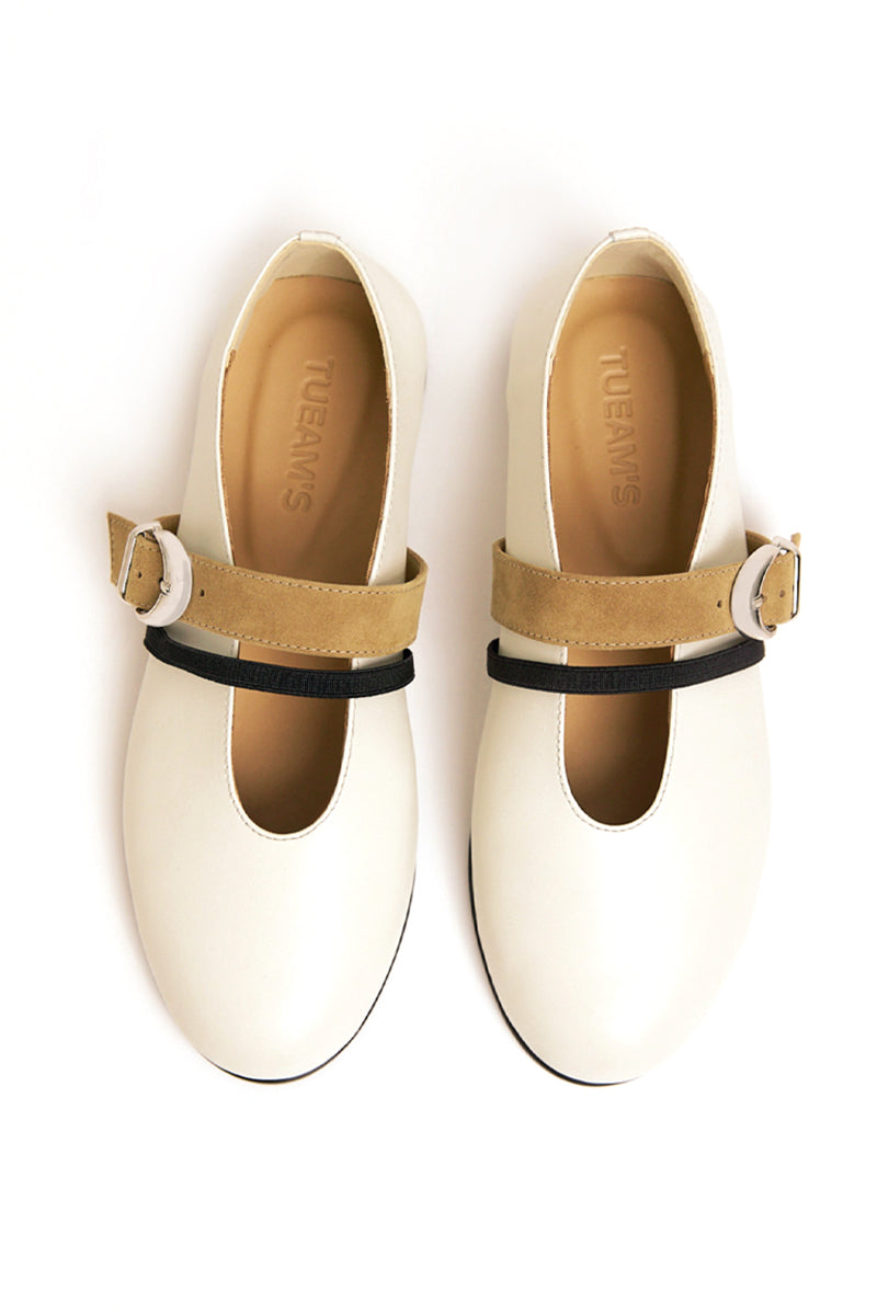 BALLET FLATS SEANLLY IN MILK LEATHER - CULT MIA