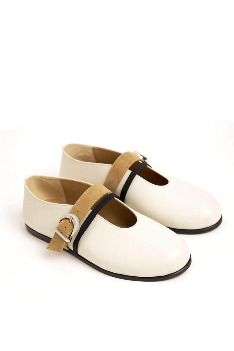 BALLET FLATS SEANLLY IN MILK LEATHER - CULT MIA