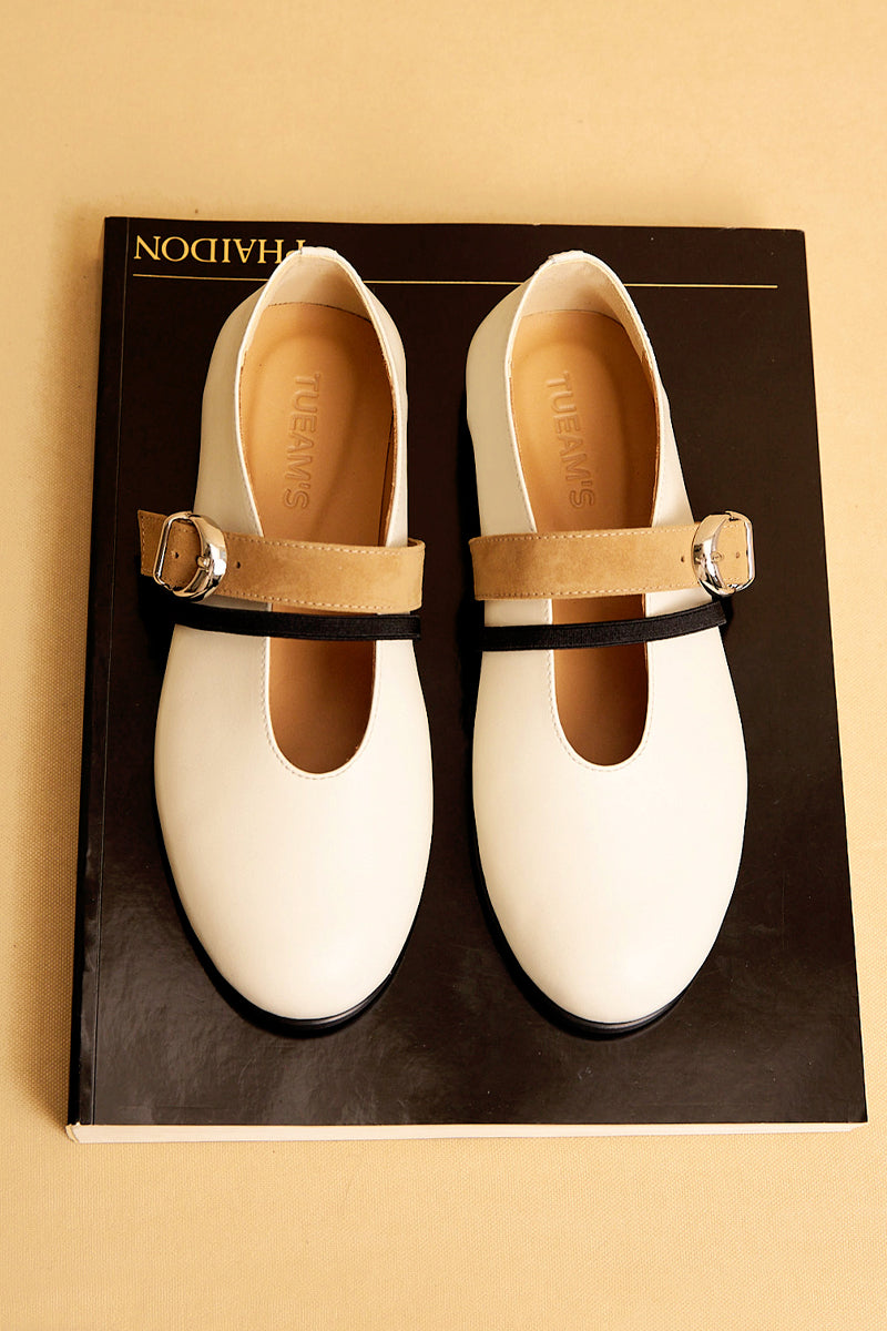 BALLET FLATS SEANLLY IN MILK LEATHER - CULT MIA