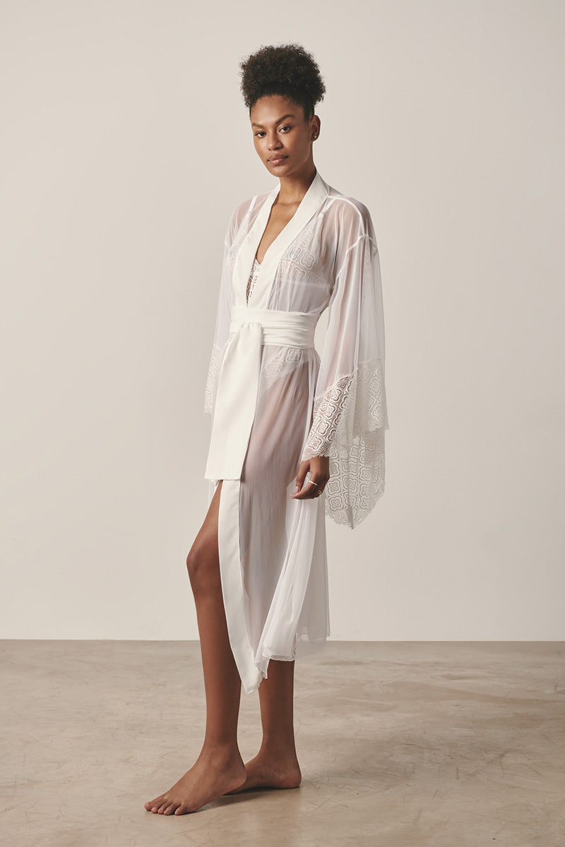 WHITE MESH KIMONO - CULT MIA