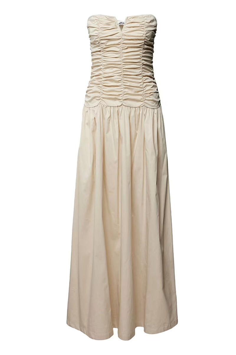 RUCHED COLUMN BARDOT MILK DRESS - CULT MIA