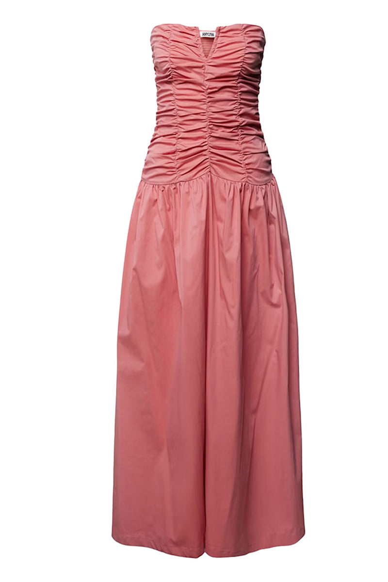 RUCHED COLUMN BARDOT PINK DRESS - CULT MIA