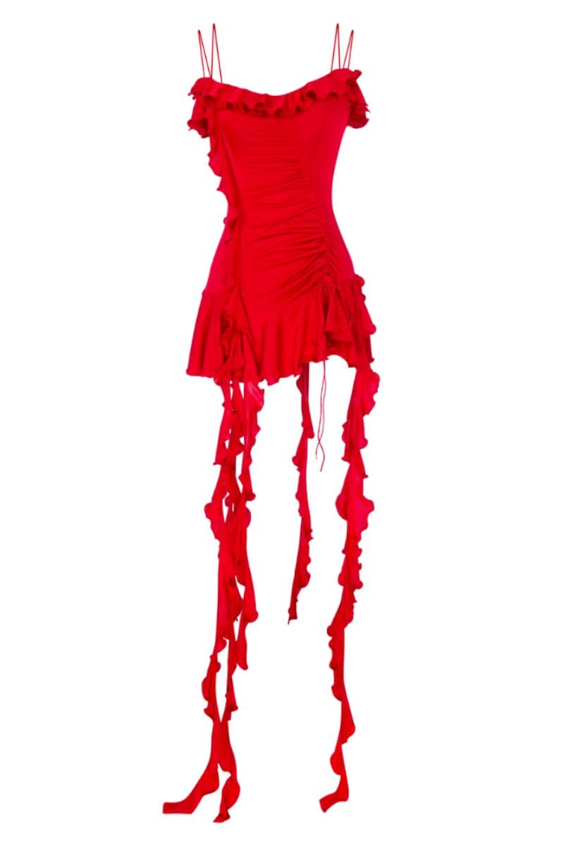 JERSEY MINI DRESS WITH RUFFLES | CULT MIA | Sudi Etuz JERSEY MINI DRESS WITH RUFFLES | CULT MIA | Sudi Etuz