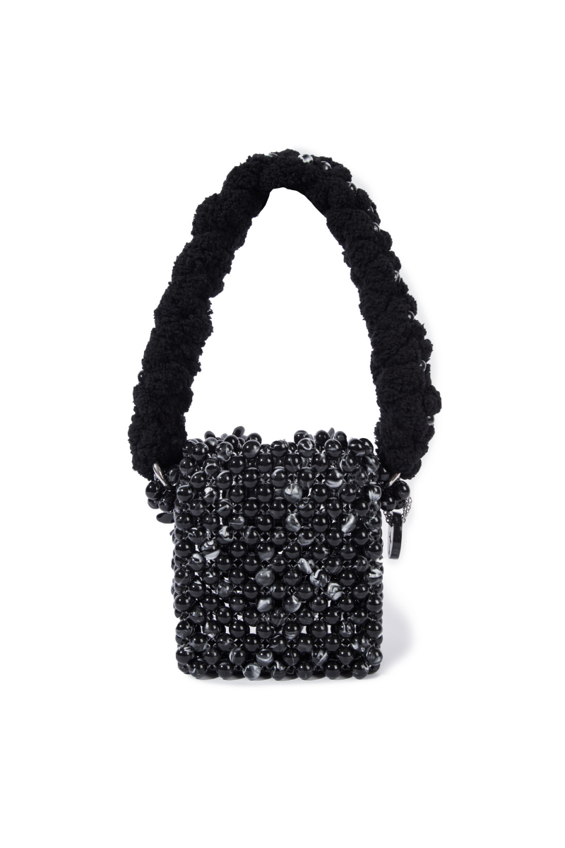 BLACK ATACAMA BEADED TOP HANDLE BAG | Tam Illi | CULT MIA