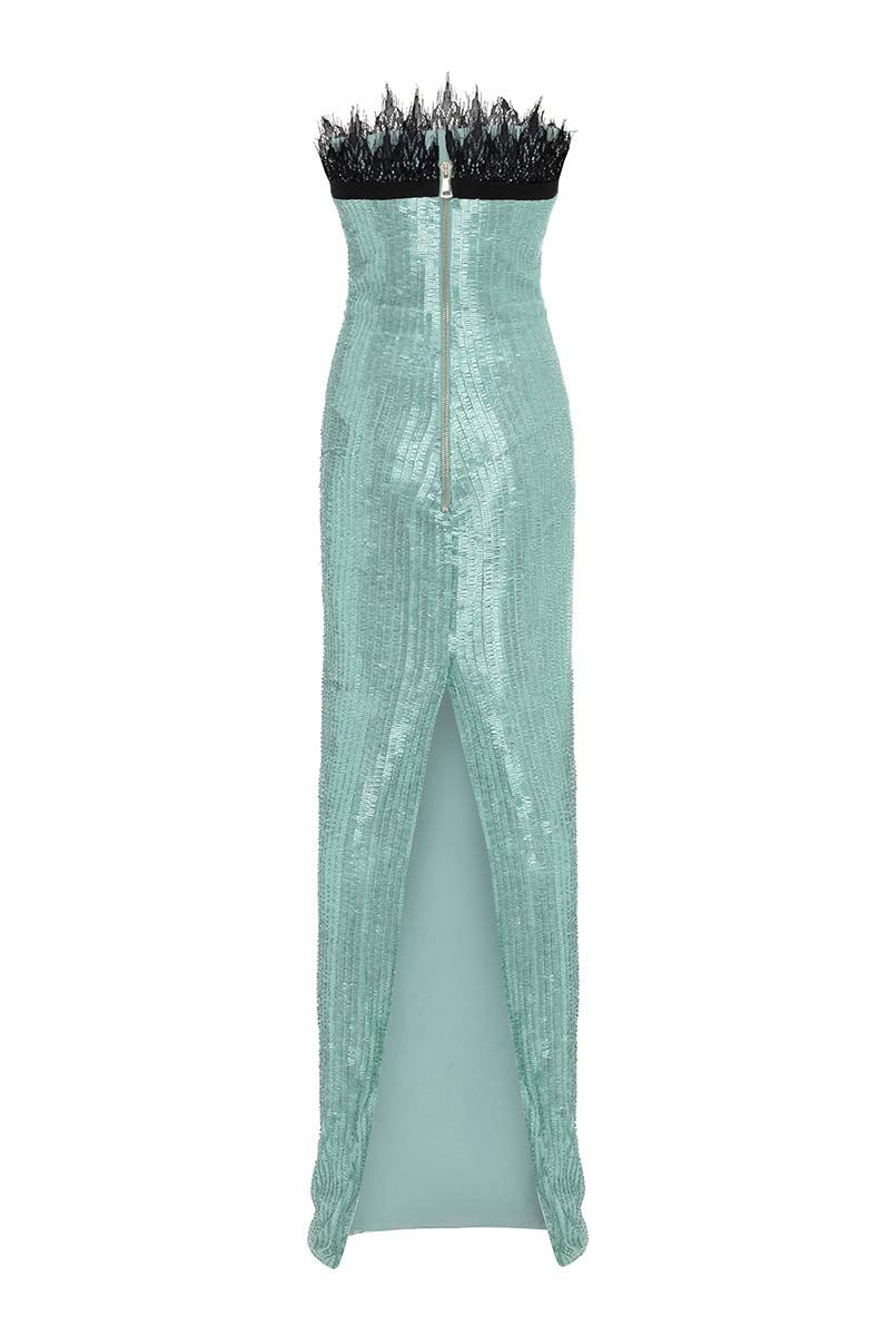 STRAPLESS MAXI DRESS IN MINT GREEN - CULT MIA