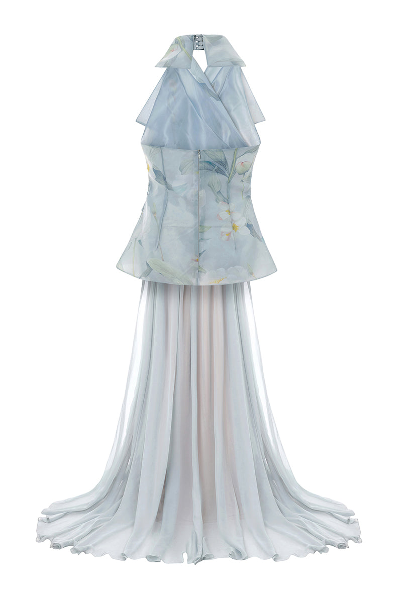 ASYMMETRIC CHIFFON DRESS IN GRAY - CULT MIA