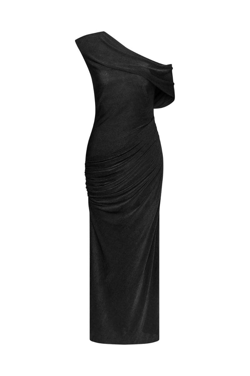 TONYY Black SLOPES OFF-SHOULDER MIDI DRESS