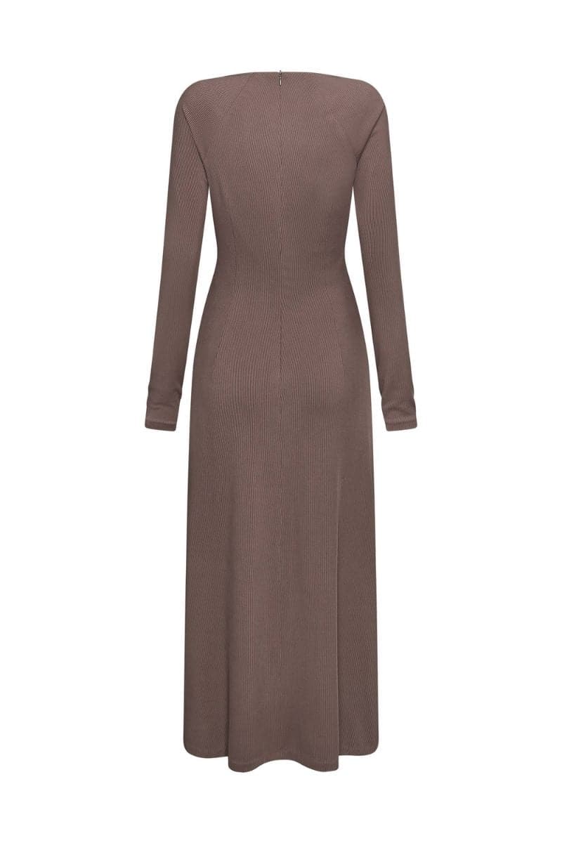 BROWNY SAND LONG SLEEVE MIDI DRESS | TONYY | CULT MIA