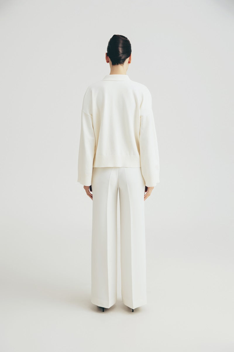 BUTTON KNIT CARDIGAN IN WHITE - CULT MIA