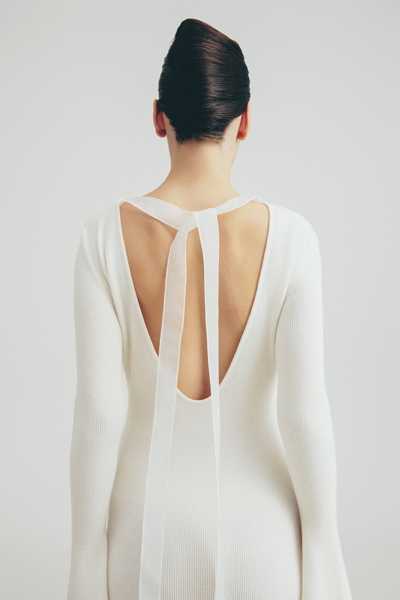 KNITTED MIDI DRESS IN WHITE - CULT MIA
