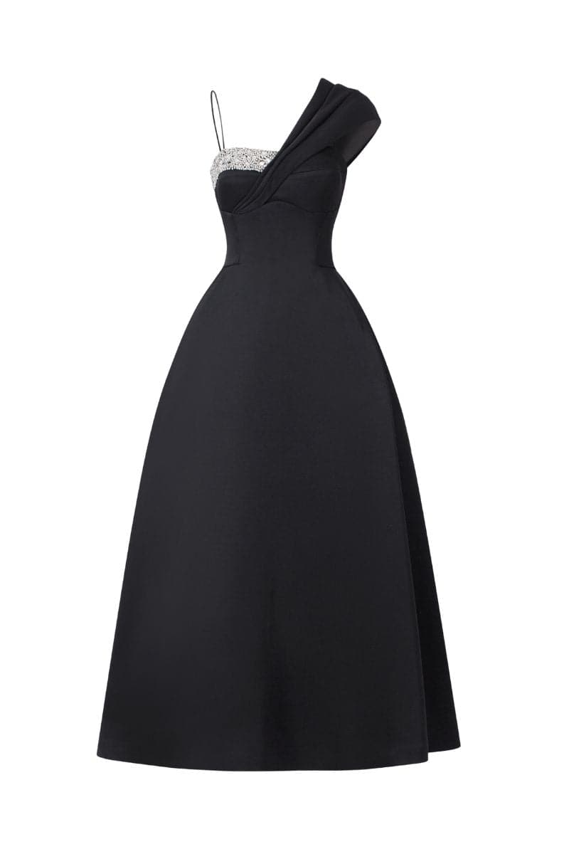 Tracy Studio ASYMMETRIC CRYSTAL EMBROIDERED ONE SHOULDER MIDI DRESS | Cult Mia Tracy Studio ASYMMETRIC CRYSTAL EMBROIDERED ONE SHOULDER MIDI DRESS | Cult Mia