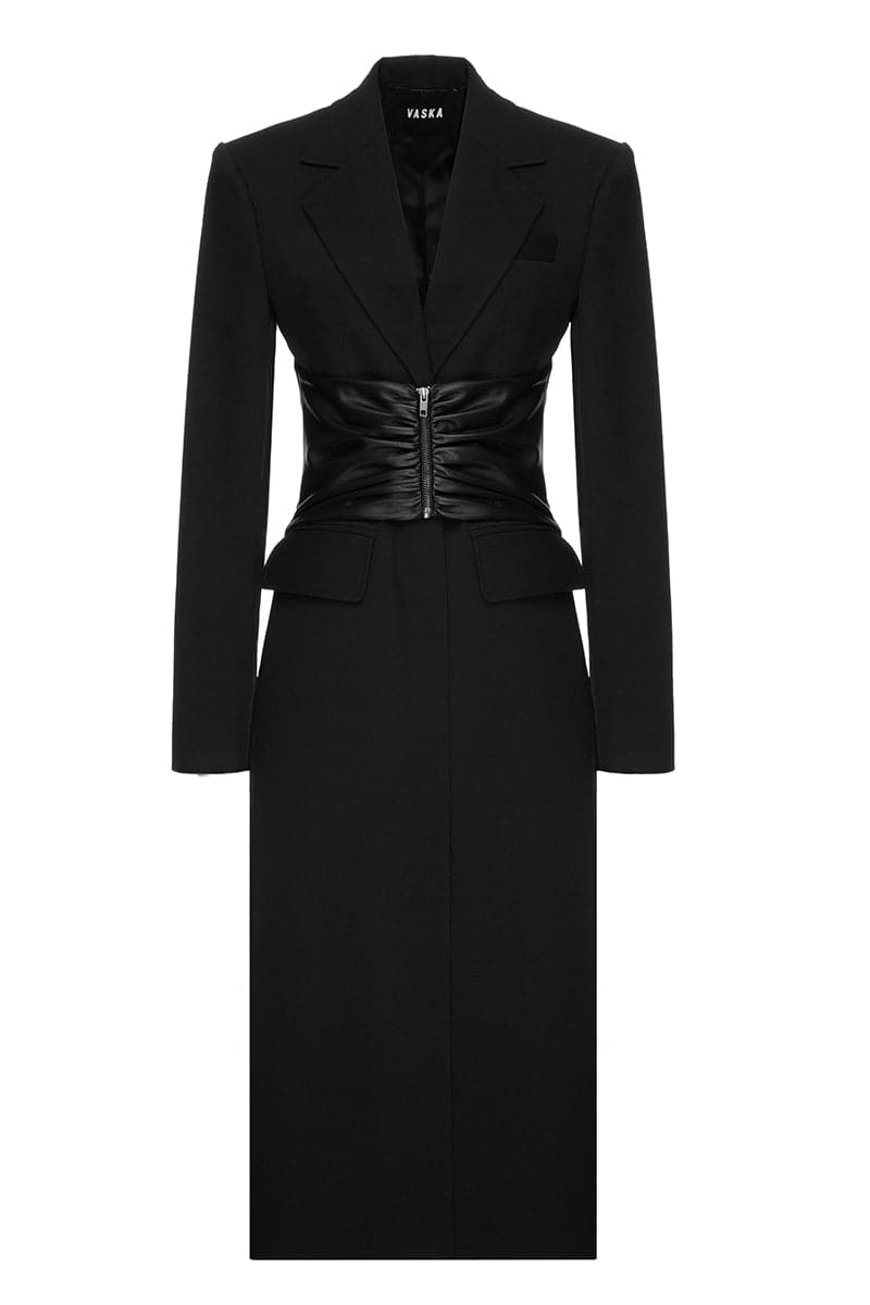 Vaska Black BELTED VEGAN LEATHER COAT | Cult Mia Vaska Black BELTED VEGAN LEATHER COAT | Cult Mia