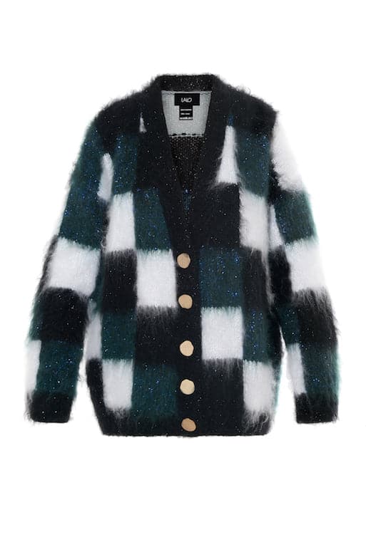 CHECKED MOHAIR CARDIGAN