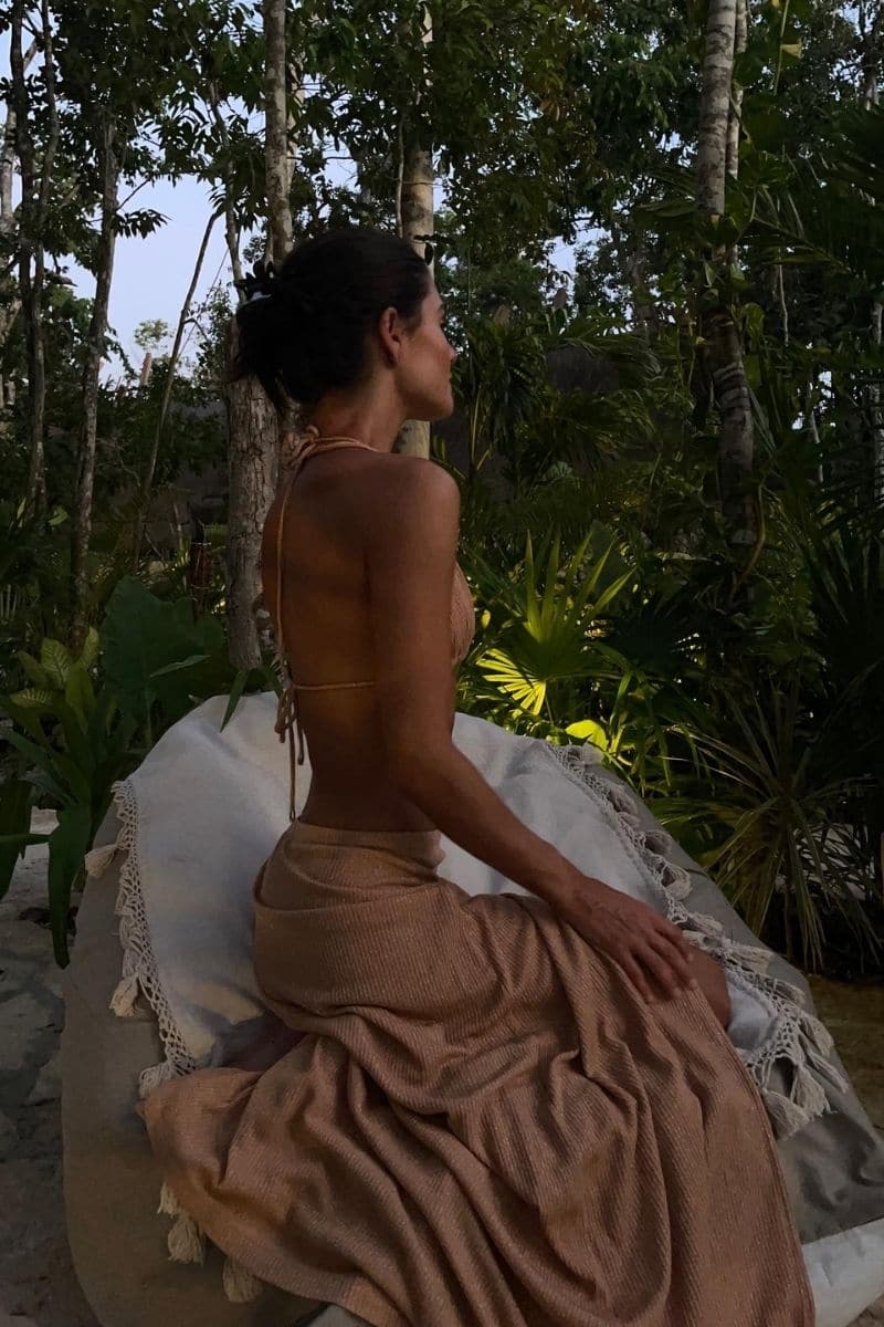 CHAMPAGNE BLUSH WRAP MIDI SKIRT | Aguaclara | CULT MIA