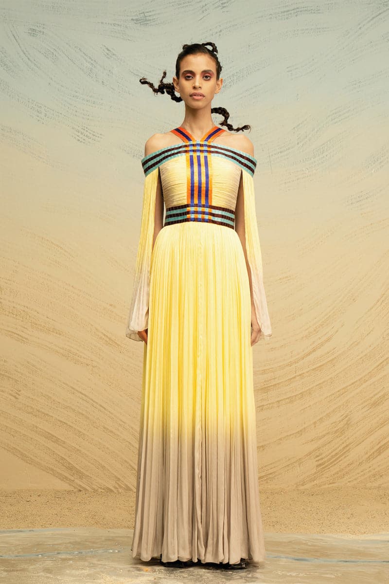 GATHERED CHIFFON OFF-SHOULDER MAXI DRESS | AKHL | CULT MIA