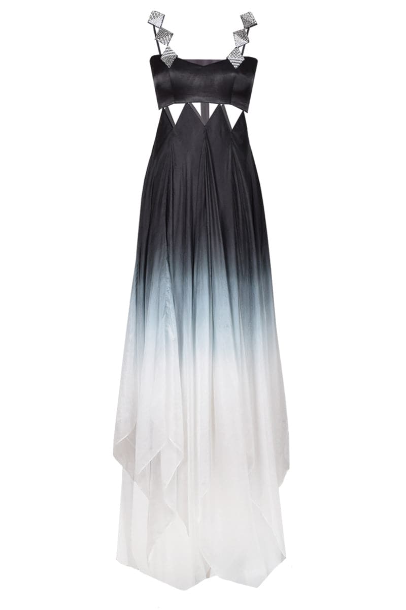 SILK GRADIENT MAXI DRESS WITH SEQUIN STRAPS | CULT MIA | AKHL SILK GRADIENT MAXI DRESS WITH SEQUIN STRAPS | CULT MIA | AKHL