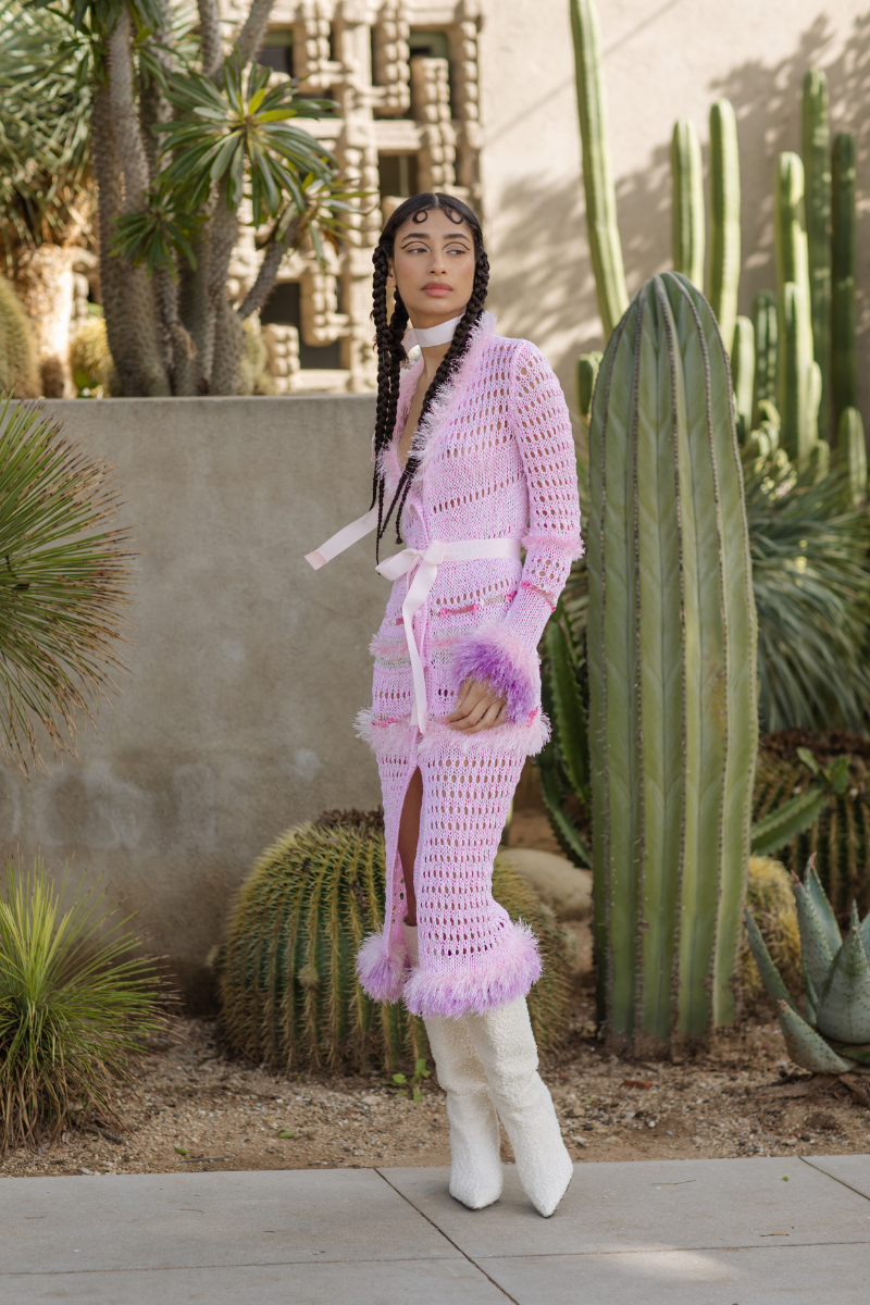 MONROE PINK HANDMADE KNIT CARDIGAN-DRESS | Andreeva | CULT MIA
