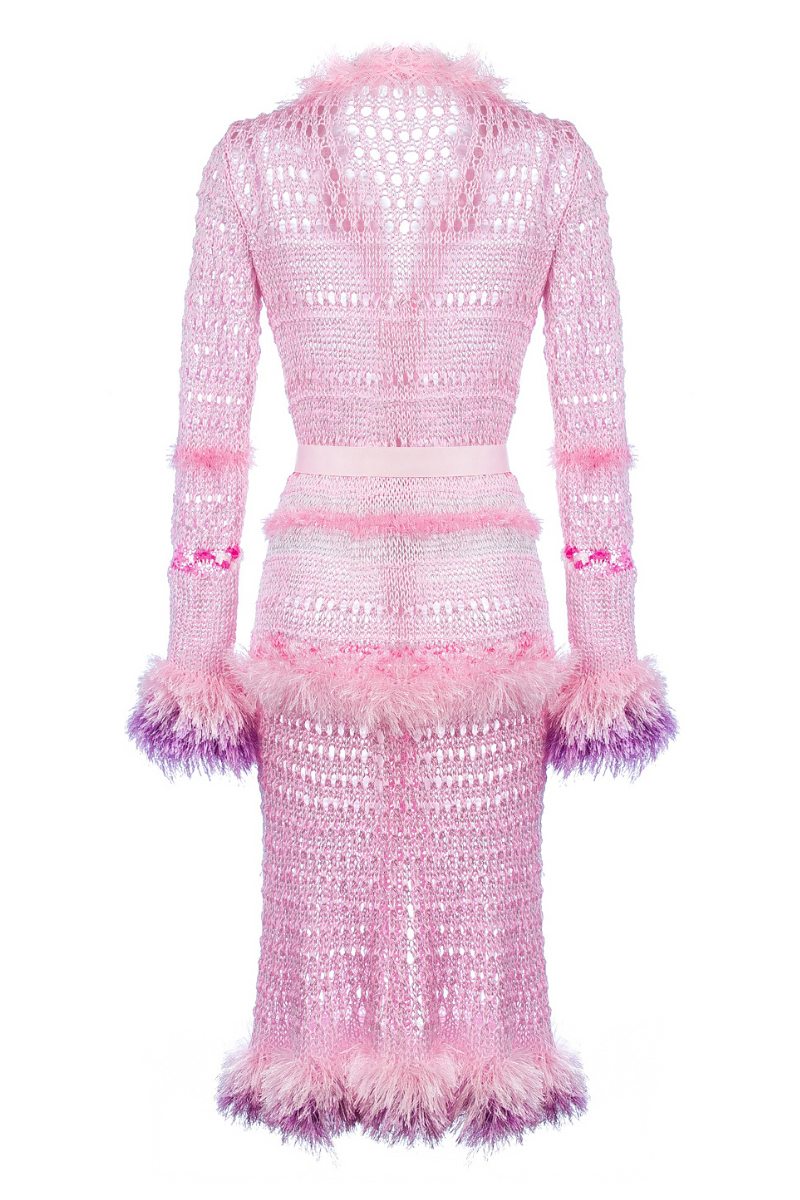 MONROE PINK HANDMADE KNIT CARDIGAN-DRESS | Andreeva | CULT MIA
