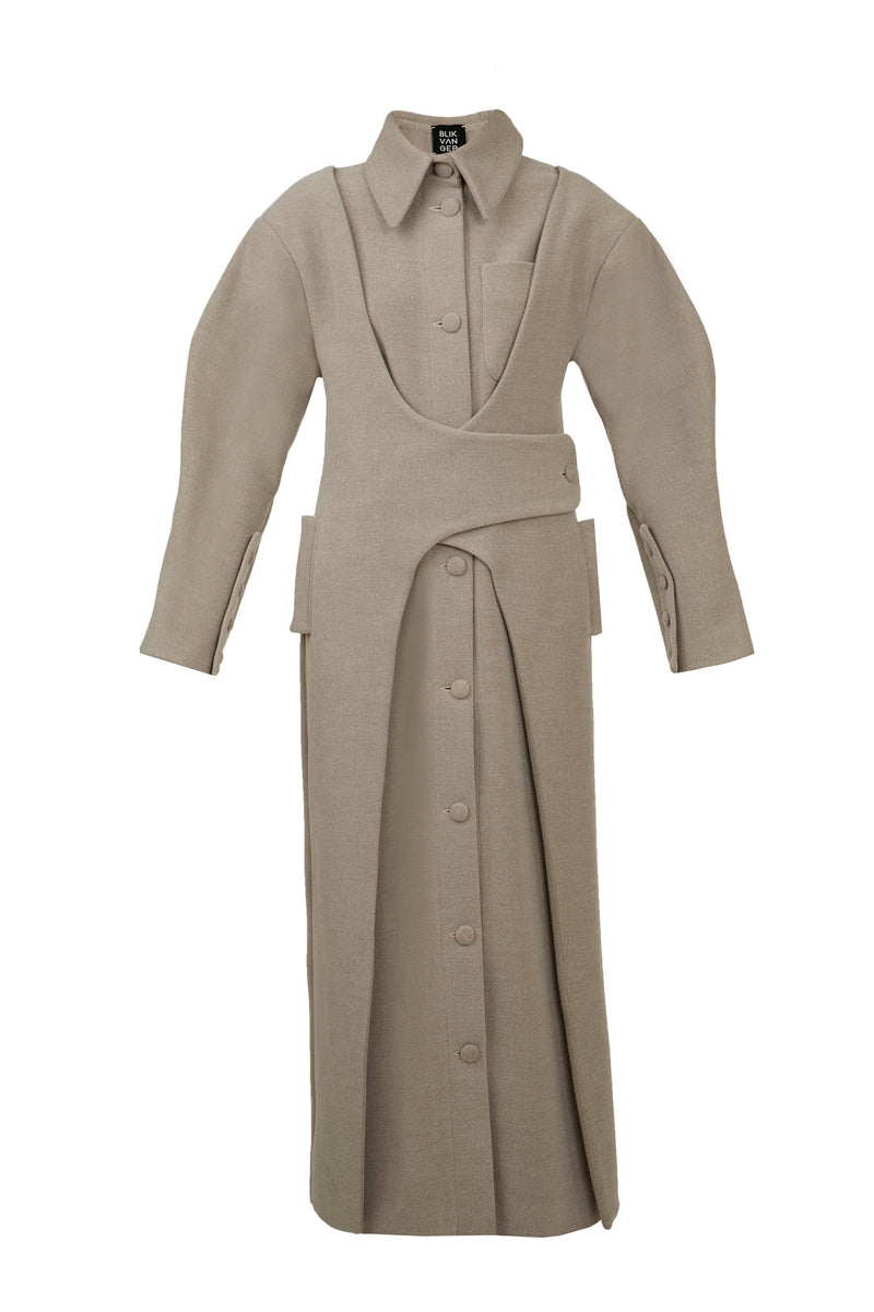 ASYMMETRIC WOOL-BLEND COAT | Blikvanger | CULT MIA