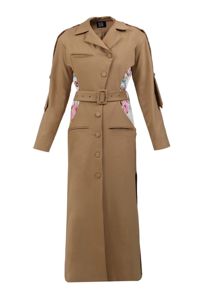 BEIGE FLORAL TRENCH COAT | Blikvanger | CULT MIA