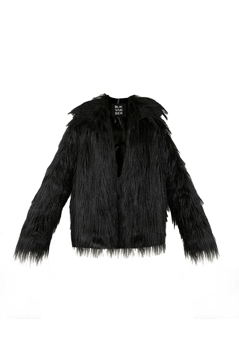 FAUX FUR BLACK SHAGGY JACKET | Blikvanger | CULT MIA