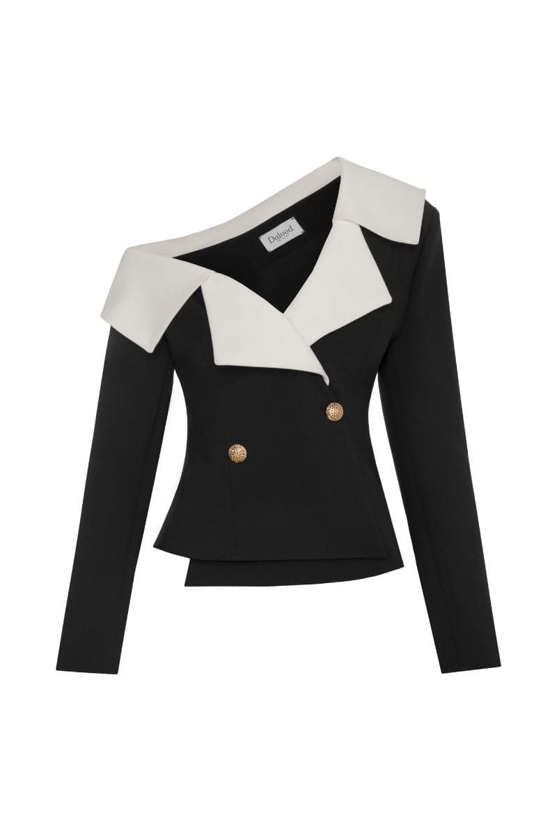 ARIA OFF-SHOULDER ASYMMETRIC BLAZER | Dalood | CULT MIA