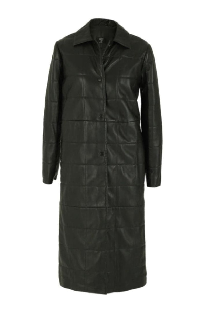 MAPLE LONG BLACK LEATHER COAT | Double A | CULT MIA