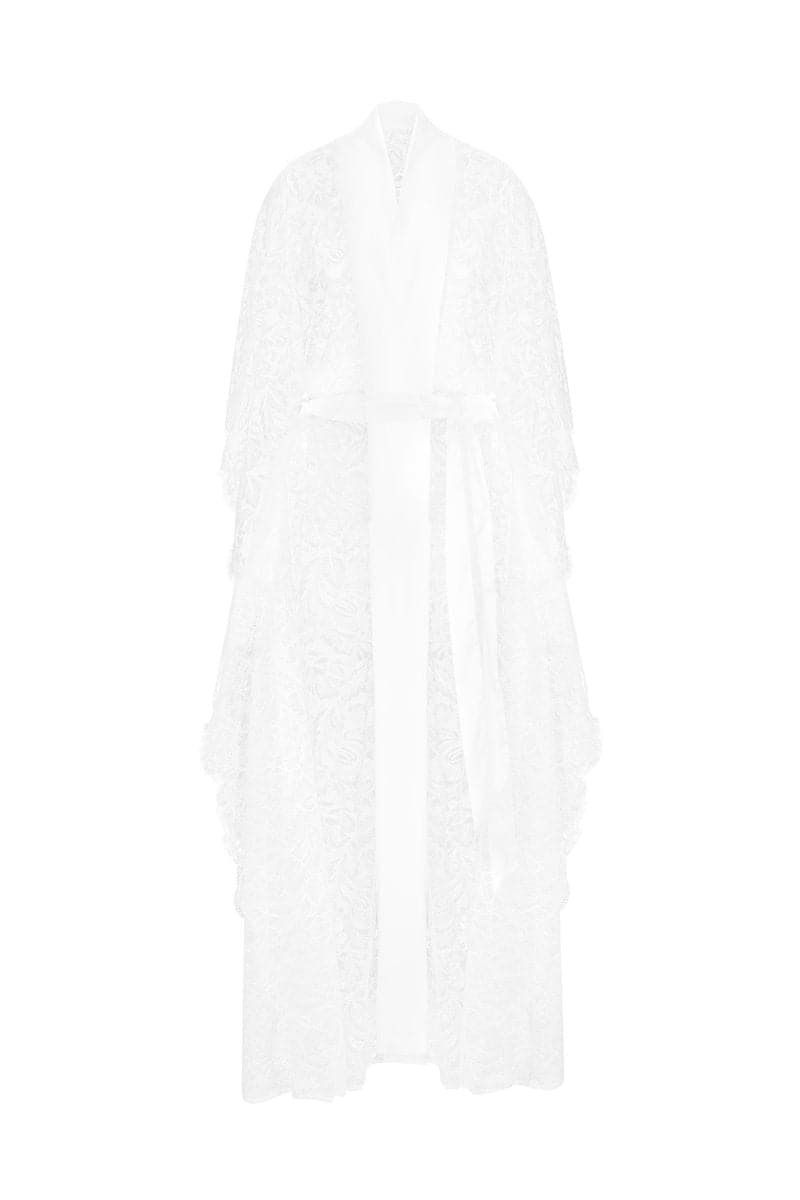 WHITE KIHARU LONG SILK ROBE | Entos | CULT MIA