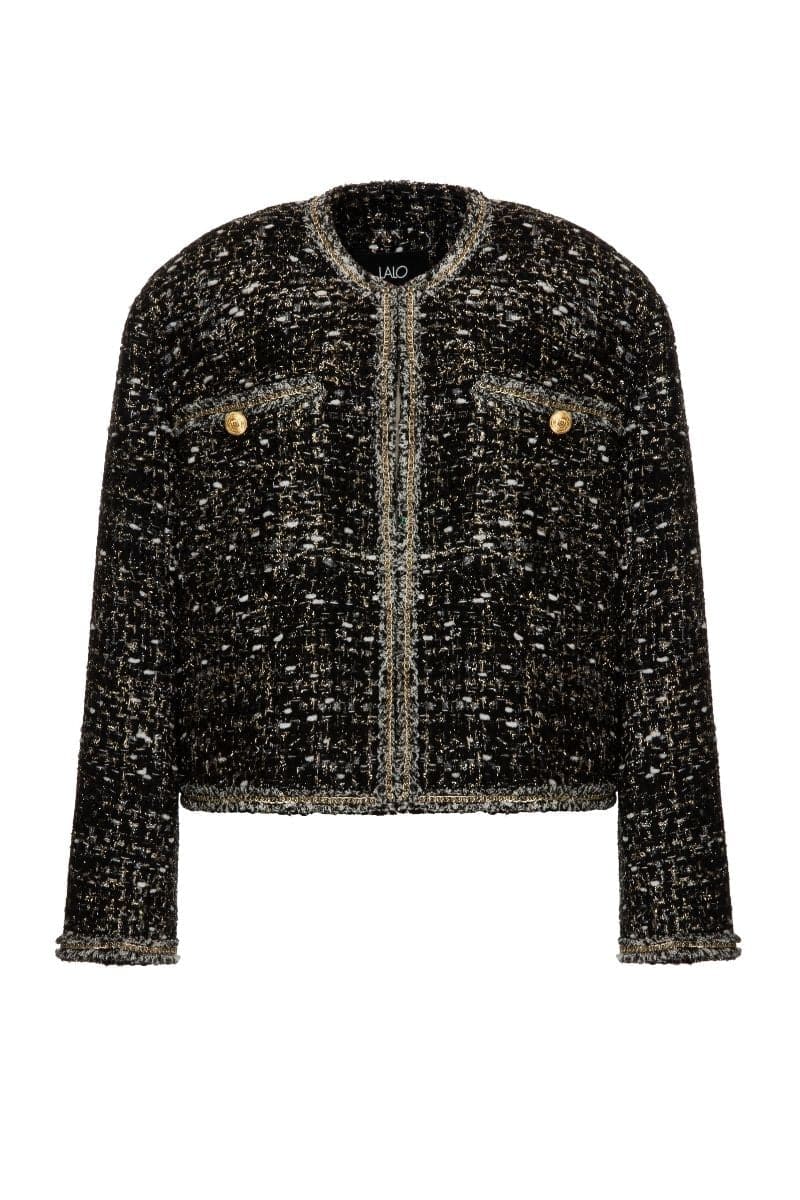 BLACK TWEED WOOL-BLEND CROPPED JACKET | Lalo | CULT MIA