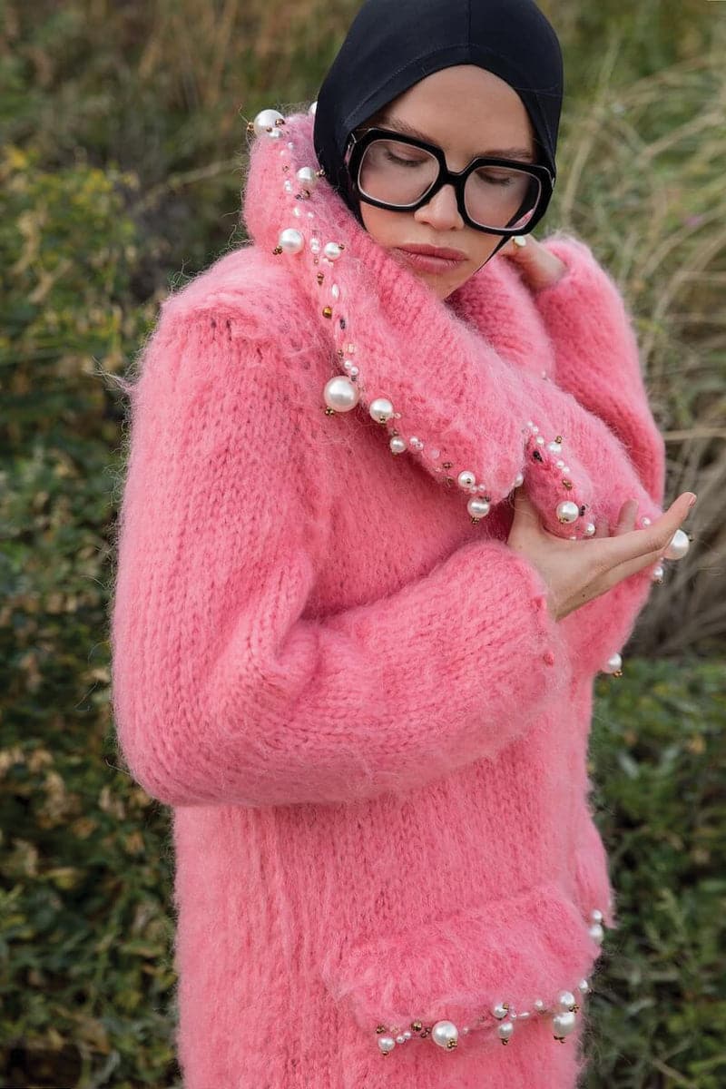PEARL EMBROIDERED MOHAIR COAT | Lalo Cardigans | CULT MIA