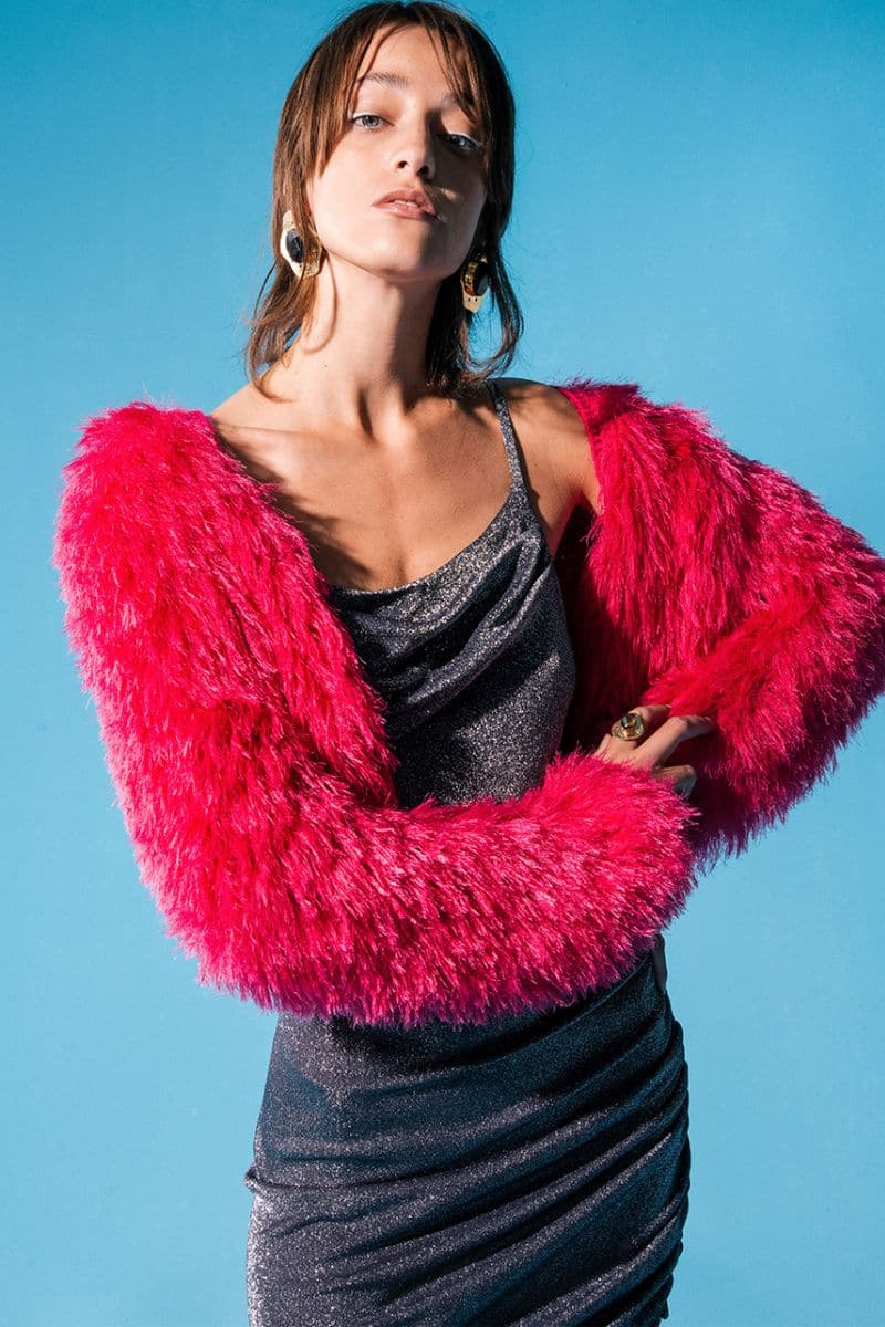POP PINK FLUFFY CARDIGAN | Liya | CULT MIA