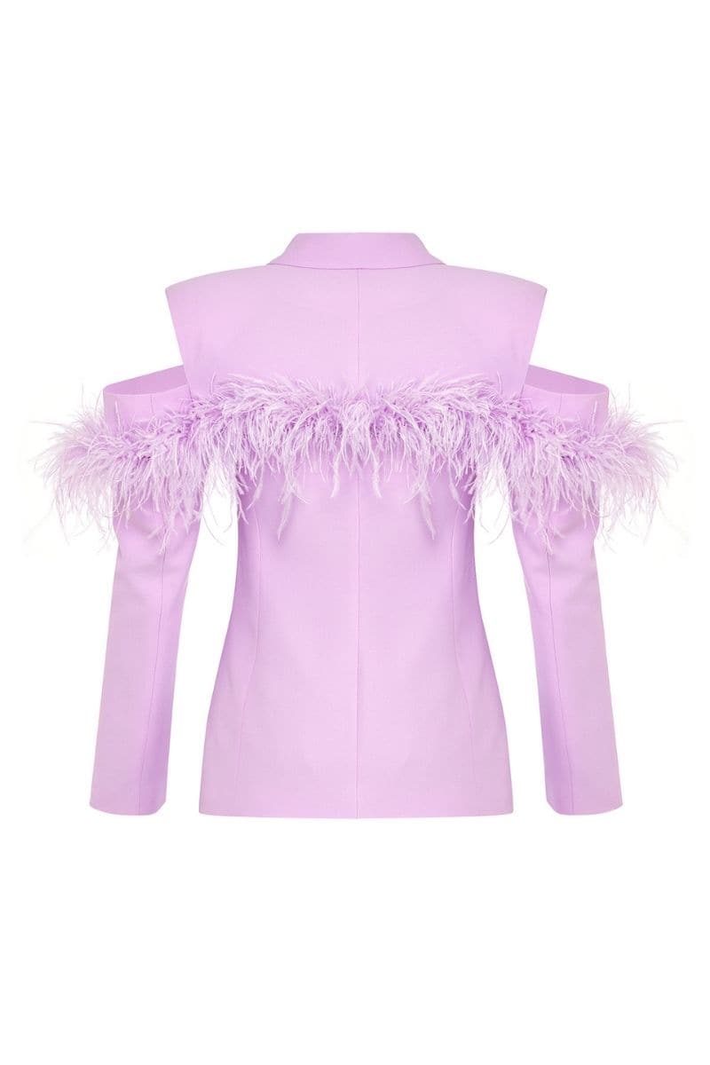 ORCHID LILAC BLAZER WITH FEATHER-DETAILS | Nana Gotti | CULT MIA