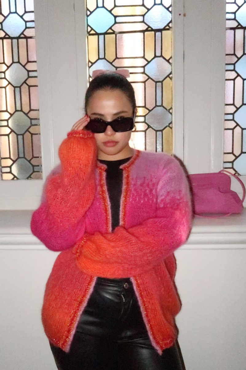 ROSE TIE&DYE MOHAIR LITTLE JACKET | Rose Carmine | CULT MIA