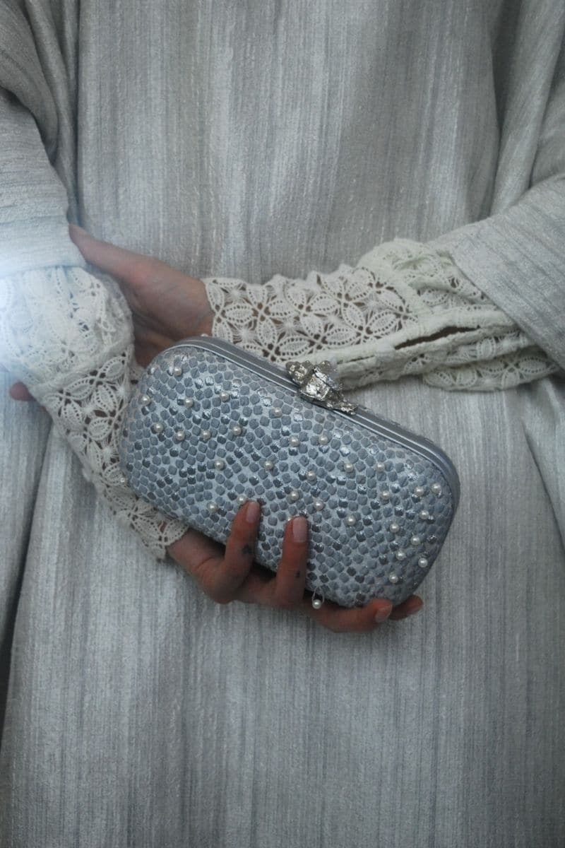 MUREX BUBBLES EMBELLISHED SILVER BOX | Sarah's Bag | CULT MIA