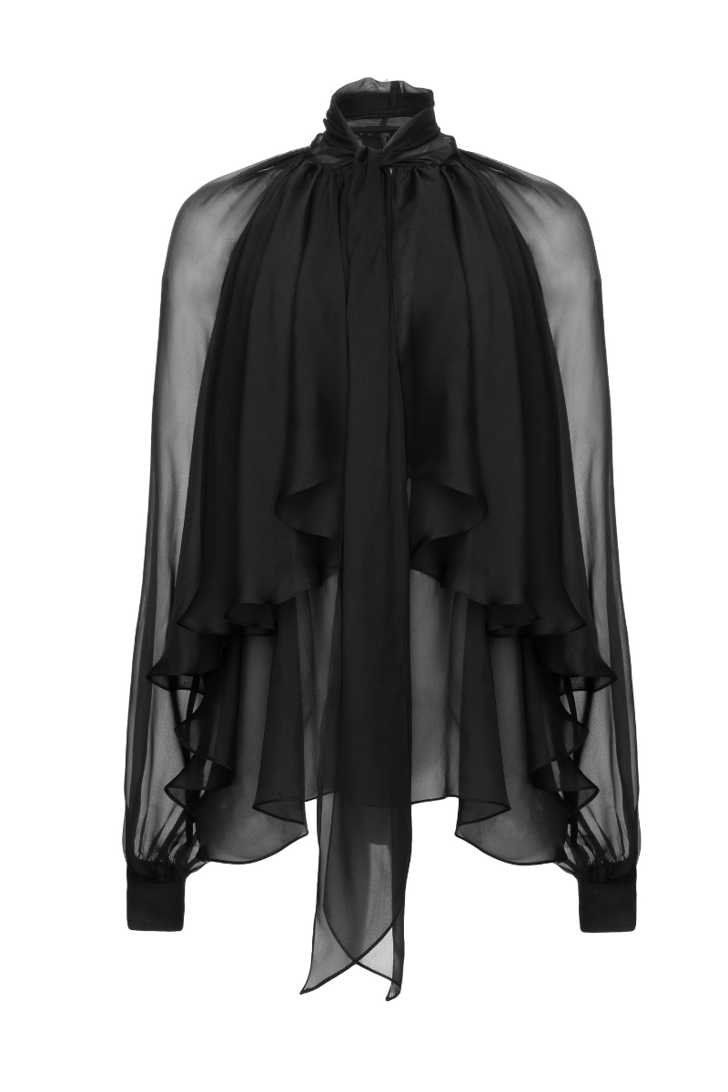BALLOON-SLEEVE CHIFFON BLOUSE | CULT MIA | Vaska BALLOON-SLEEVE CHIFFON BLOUSE | CULT MIA | Vaska